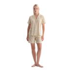Eros Açık Yeşil Şal Desenli Gömlek Şort Pijama Takımı, Kadın, XS
