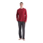 Eros Bordo Triko Bantlı Tişört Pantolon Pijama Takımı, Erkek, M Beden