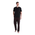 Eros Erkek Pijama Takımı, Kısa Kollu Tişört Pantolon, Siyah, M Beden