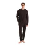 Eros Erkek Pijama Takımı, Koyu Kahve, 2XL Beden,%50 Pamuk%50 Modal