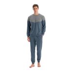 Eros Indigo Melanj Parça Detaylı Uzun Kollu Pijama Takım, Erkek, M Beden