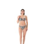 Eros Kadın Bikini Takımı, Straplez Kaplı, Kiremit-Mavi, 38 Beden