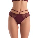 Eros Kadın Dantelli Brazilian Külot, Örme, Bordo, L