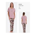 EROS Kısa kol Desenli Bisiklet yaka ESK0224Y0010 Kadın Tişört ve Pantolon, LİLA, 36