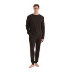 Eros Koyu Kahve Travel Tişört Pantolon Pijama Seti, Erkek, M Beden