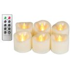 Erosway LED mumlar, gerçekçi titreyen alevsiz çaydanlık mumları, uzaktan kumandalı, 2/4/6/8 zamanlayıcı, 300 saat kesintisiz aydınlatma, 6 adet/paket (kehribar)