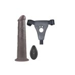 Erox Belden Bağlamalı 25Cm Çift Katmanlı Silikon Uzaktan Kumandalı Hareketli Strapon Dildo