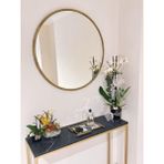 Ersan Dizayn Metal Çerçeveli Gold Eskitme Yuvarlak Ayna Çap 80 cm - 80 x 80 cm