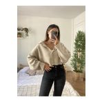 Erşan Giyim Oversize Çıt Çıt Detaylı Crop Taş Hırka
