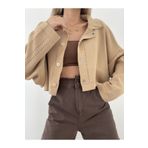Erşan Giyim Oversize Crop Hırka Bej