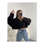 Erşan Giyim Oversize Crop Hırka Siyah