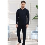Erse Uzunkol Erkek Pijama Takım, %100 Pamuk, Büyük Beden Erkek Pijama