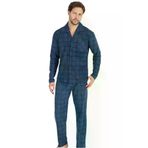 Erse ZEN-312 Önden Düğmeli Uzun Kol Termal Pijama Takımı Kareli