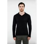 Ersefa Erkek Basic Fitted Polo Yaka Uzun Kollu Ince Triko Kazak Casual Tarzı Tamamlayan Şıklık Kaliteli - Siyah