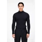 Ersefa Erkek Dik Yaka Uzun Kol Fitilli Dar Kalıp Triko Kazak Kış Sezonu Için Modern ve Konforlu Stil - Siyah - XL