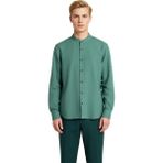 Ersefa Erkek Keten Görünümlü Pamuklu Hakim Yaka Slim Fit Uzun Kollu Modern Kesim Gömlek Dayanıklı - XL