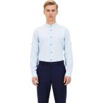 Ersefa Erkek Keten Görünümlü Pamuklu Hakim Yaka Slim Fit Uzun Kollu Modern Kesim Gömlek Dayanıklı