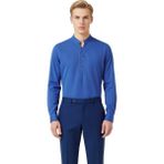 Ersefa Erkek Modern Slim Fit Hakim Yaka Yarim Dugmeli Pamuklu Uzun Kollu Gomlek Fonksiyonel Rahat - Koyu Mavi