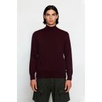 Ersefa Erkek Slim Fit Dik Yaka Basic Triko Kazak Soğuk Havalarda Konforlu ve Rahat Bir Tarz Sunar - Bordo