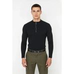 Ersefa Erkekler İçin Fitted Kesim Fermuar Detaylı Dik Yaka Fitilli Pamuk Polyester Triko Kazak Casual Tarz
