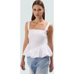 Ersefa Fitted Bluz Kolsuz Kare Yaka Dacron Dokuma Yazlık Zarifane Tasarım Kaliteli İşçilik