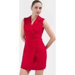 Ersefa İş İçin Uygun Mini Elbise Polyester Dokuma Ceket Yaka Kolsuz Profesyonel Görünüm
