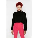Ersefa Kadın Oversize Super Crop Balıkçı Yaka Kışlık Triko Kazak Uzun Kollu Rahat Ve Şık Stil Kaliteli