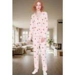 Ersefa Kışlık %100 Pamuklu Pijama Takımı Kalpli Desenli Rahat Profesyonel Görünüm Ve Şık