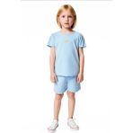 Ersefa Kız Çocuk Örme Pamuklu Nakış Detaylı T Shirt ve Esnek Bel Şort Takımı Kaliteli Şık Rahat - Açık Mavi - 7 - 8 Yaş