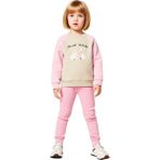 Ersefa Kız Çocuk Şardonlu Oversize Sweatshirt ve Eşofman Altı Takımı Kaliteli Şık Rahat - Bej - 8 - 9 Yaş