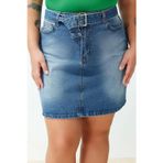 Ersefa Moda Büyük Beden Regular Düz Desen Günlük Mini Boy Kemerli Mini Denim Etek
