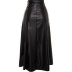 Ersefa Moda Regular Düz Desen Gündüz Gece Maxi Boy Suni Deri Yüksek Bel Maxi Etek - Siyah - XL
