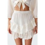 Ersefa Moda Regular Düz Desen Plaj Mini Boy Bridal Beyaz Mini Dokuma Fırfırlı %100 Pamuklu Etek - 36
