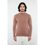 Ersefa Modern Erkek Triko Kazak Fitted Kesim Dik Yaka Uzun Kollu Rahat Pamuklu Karışım Basic Stil Kış ve - Kiremit
