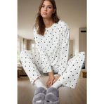 Ersefa Puantiyeli Kalpli Pamuklu Pijama Takımı Renk 2 Parçalı Uzun Kollu Rahat Kullanım