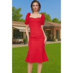Ersefa Şık Kalp Yaka Kısa Kollu Polyester Abiye Elbise Premium Kalite Dayanıklı Malzeme Kaliteli İşçilik