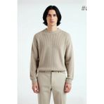Ersefa Soğuk Kış Günleri Için Erkek Oversize Kalıp Bisiklet Yaka Rahat Triko Kazak Basic Stil Kaliteli - Taş - M