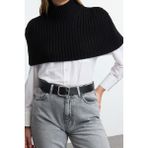 Ersefa Stil Modern Kadın Crop Standart Kol Dik Yaka Balıkçı Yaka Triko Süveter - Siyah