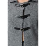 Ersefa Stil Modern Kadın Regular Standart Kol Polo Yaka Buklet Mont Görünümlü Triko Hırka - Gri