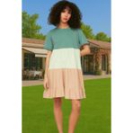 Ersefa Yazlık Pamuk Mini Elbise A line Bisiklet Yaka Rahat Günlük Stil Modern Stil Kaliteli İşçilik