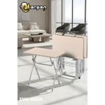 Erşen Eranş Serisi 4'lü Katlanır MDF Mebran Açık Meşe Desen Çanta Zigon Sehpa Metal Ayak Krom Kaplama - Ahşap Desen Krom Ayak Gri