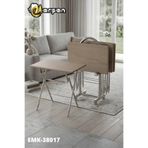 Erşen Eranş Serisi 4'lü Katlanır MDF Mebran Beyaz Çanta Zigon Sehpa Krom Ayak