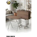 Erşen Eranş Serisi 4'lü Katlanır MDF Mebran Doğal Meşe Desen Çanta Zigon Sehpa Metal Ayak Krom Kaplama - Açık Atlantik Çam Desen Gri