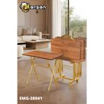 Erşen Sehpa Eranş Serisi 4'lü Katlanır MDF Mebran Ahşap Çanta Zigon Sehpa Gold Ayak