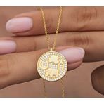Erseyy 925 Ayar Gümüş Gold Fil Motifli Şans Kadın Kolye