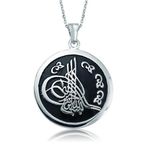Erseyy 925 Ayar Gümüş Yuvarlak Tuğralı Kadın Gümüş Kolye