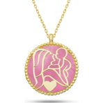 Erseyy Gümüş Gold Pembe Sedef Taşlı Anne Çocuk Sevgisi Kolye