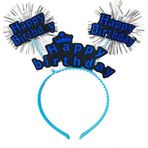 Erseyy Happy Birthday Yazılı Püsküllü Neon Mavi Renk Doğum Günü Tacı 22x19 cm