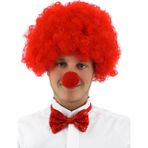 Erseyy Parti Aksesuar Kırmızı Renk Kıvırcık Afro Bonus Peruk Takma Saç Kırmızı Burun Seti