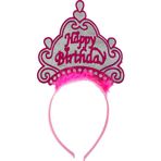 Erseyy Parti Happy Birthday Neon Pembe Renk Doğum Günü Tacı 24x15 cm